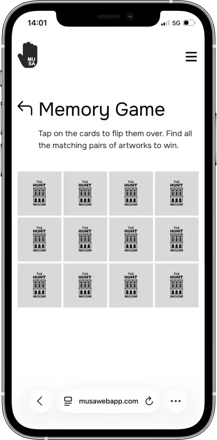MUSA memory game page
