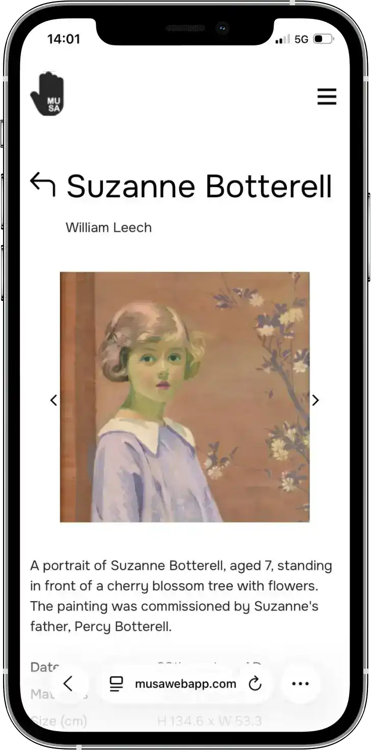 Suzanne Botterell artefact on MUSA
